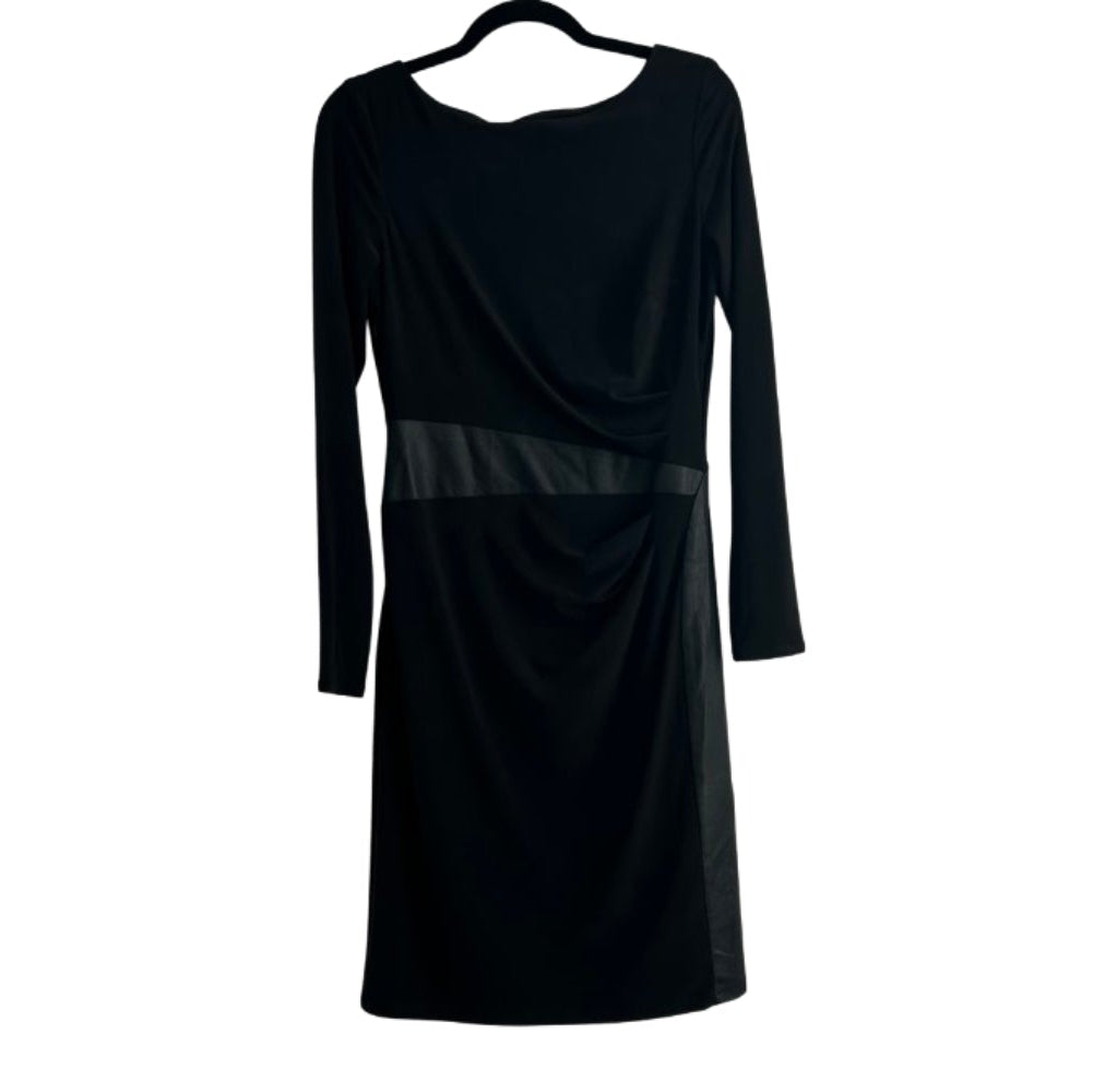 Lauren Dress Black Faux Leather Waist - Size 6