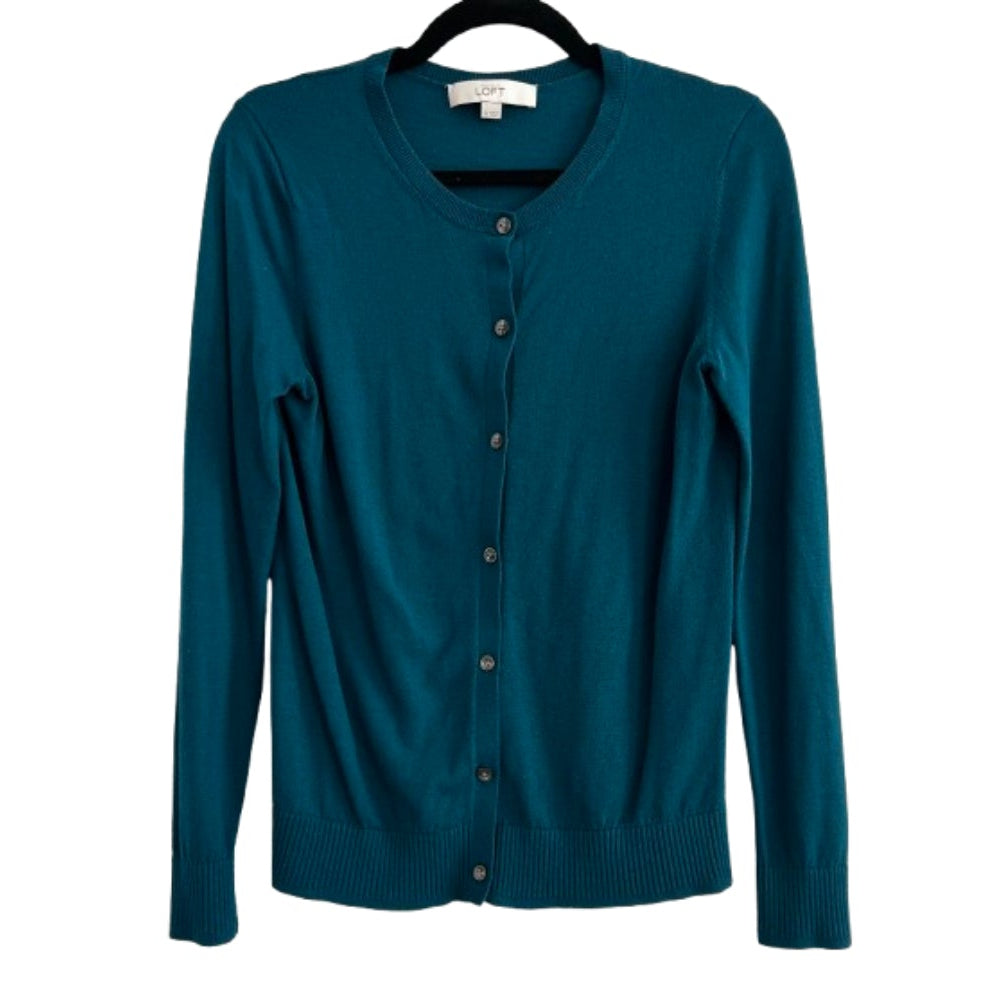 Loft Cardigan Sweater Teal Medium |Preowned