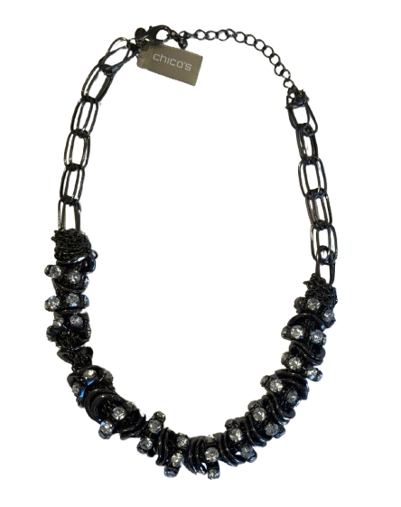 Chico's Gunmetal Chunky Crystal Necklace | Preowned