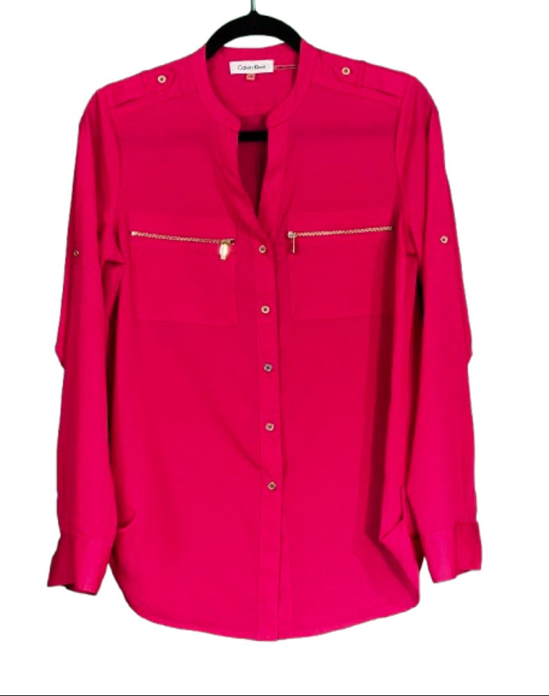 Calvin Klein Blouse Hot Pink - X Small