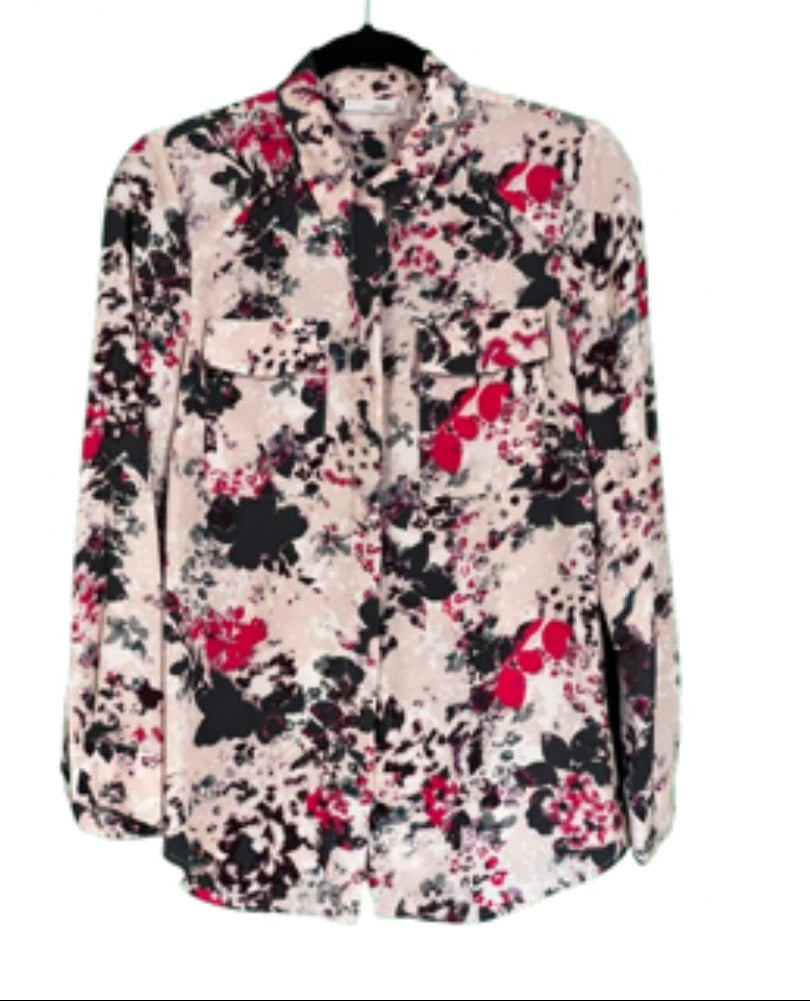 Halogen Blouse Pink Purple and Black Design - Small Petite