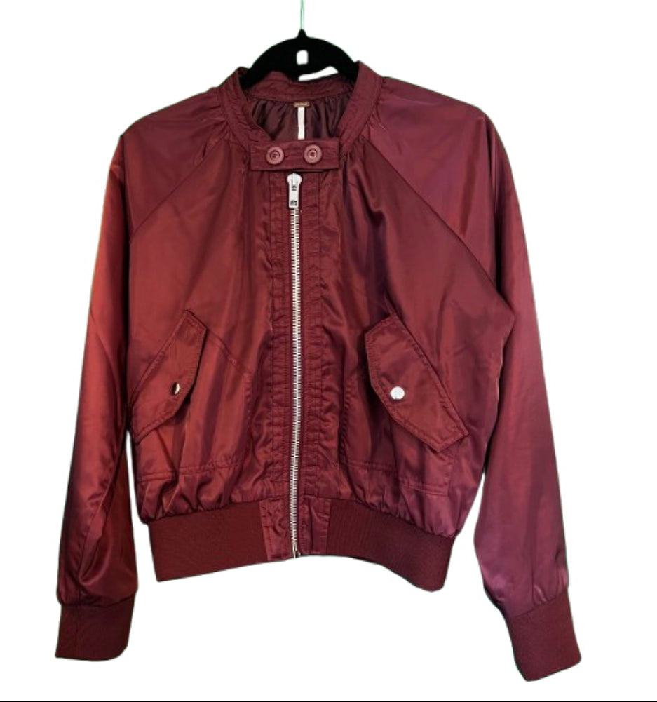 Free People Burgandy Jacket - Small Petite