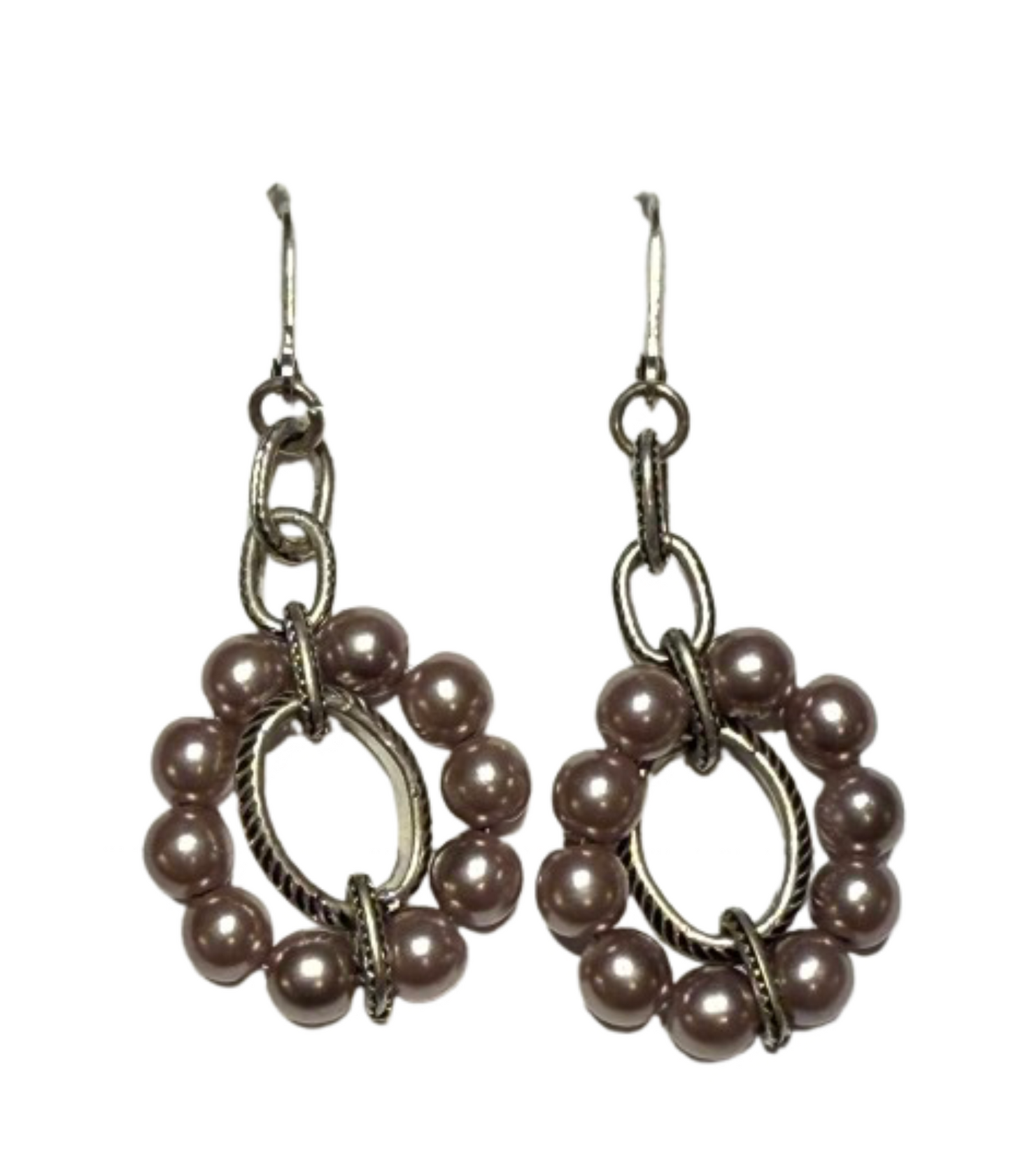 Silver Tone Lavender Dangle Bead Earrings | Preowned