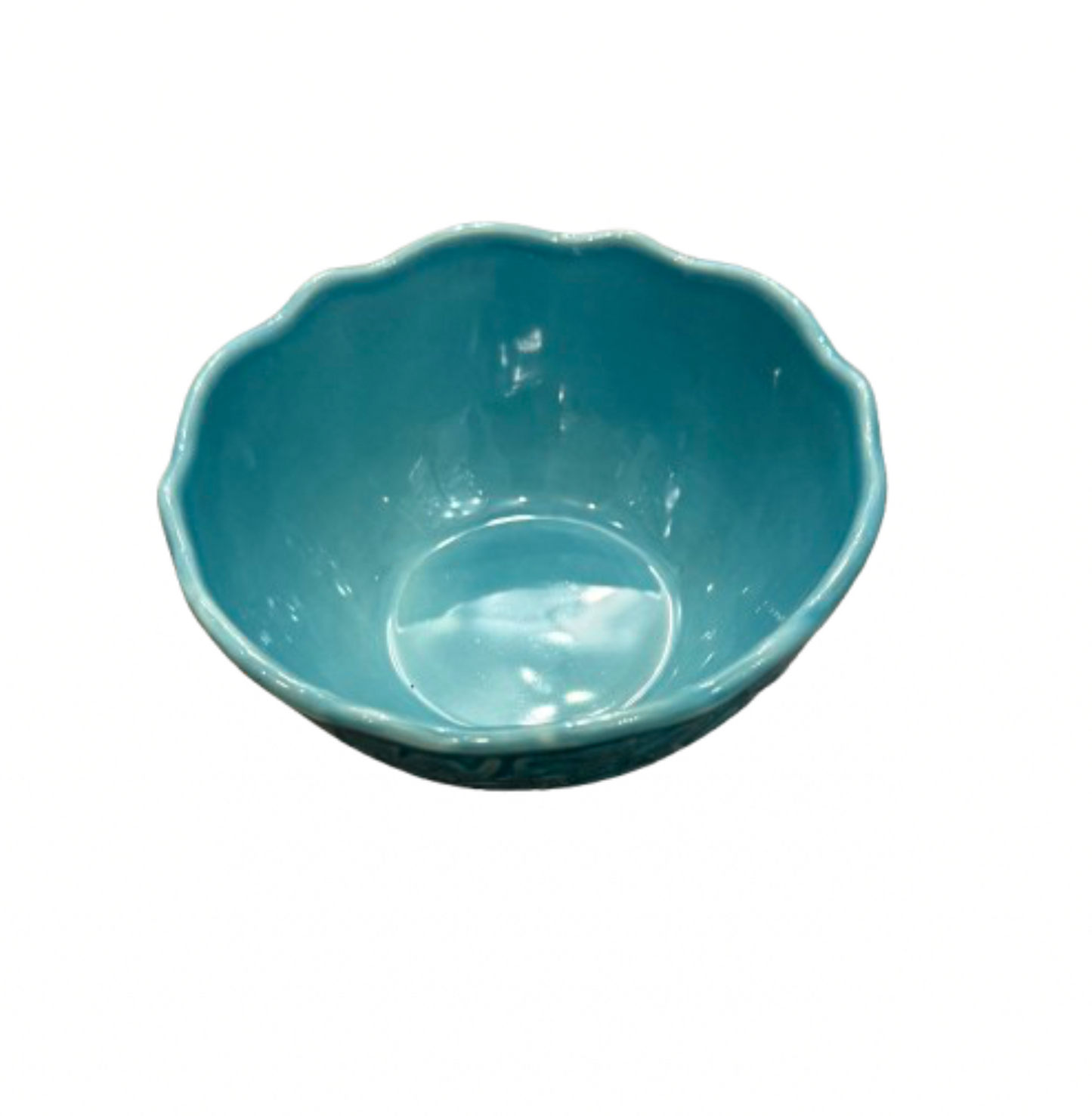 Aqua Bowl with Leaf Design | Preowned