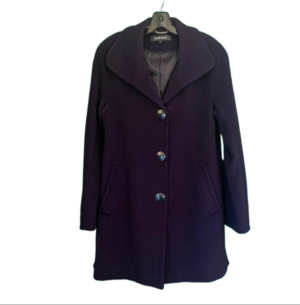 Ellen Tracy Wool Coat Plum SZ 2 |Preowned