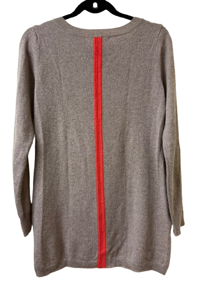 Joan Vass Cashmere Sweater Light Brown with Orange Stripe Small | Preowned