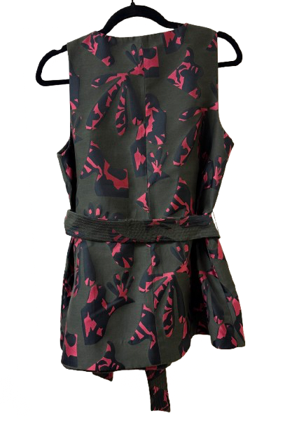 Banana Republic Green Pink and Black Sleeveless Abstract Top Medium | Preowned