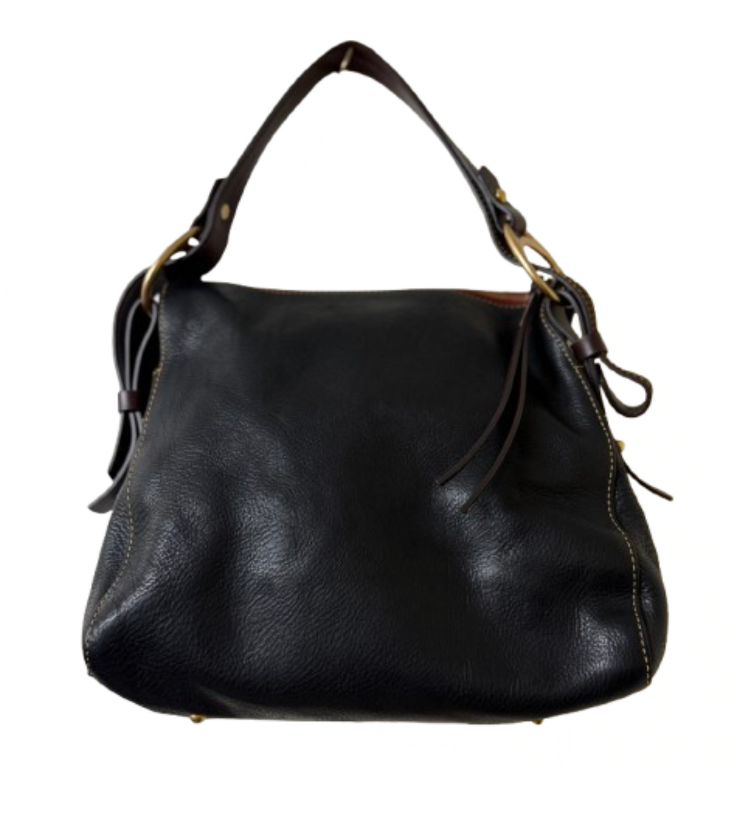 Dooney & Bourke Pebble Grain Leather Black and Brown Hobo Bag | Preowned
