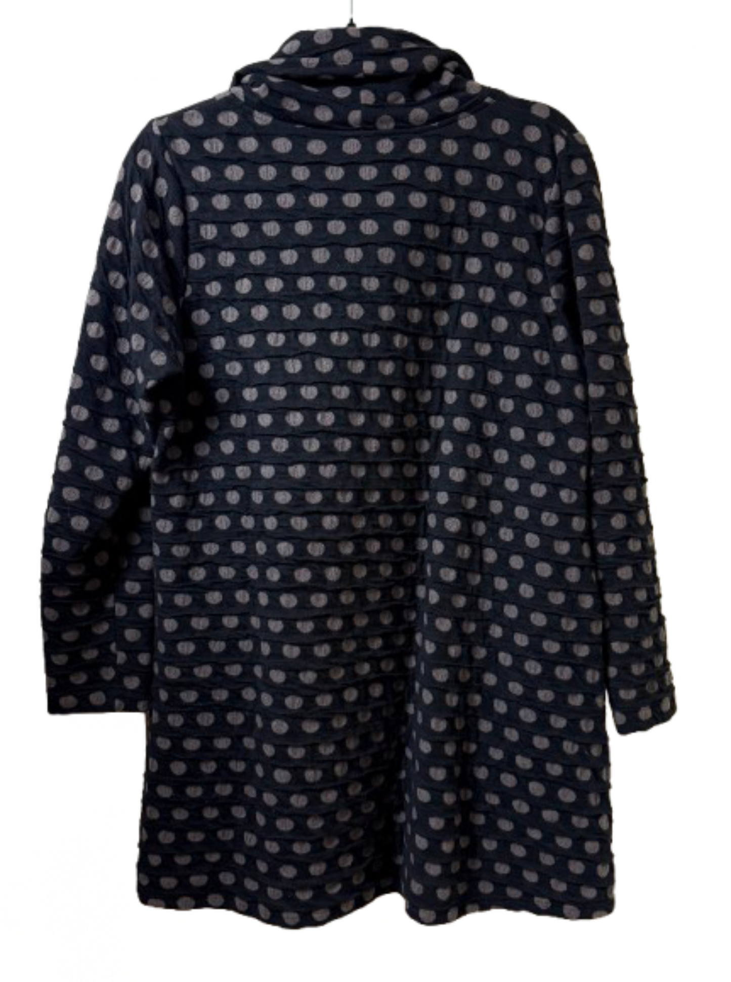 Komil Black Tunic Top with Brown Dots - Large | Preowned