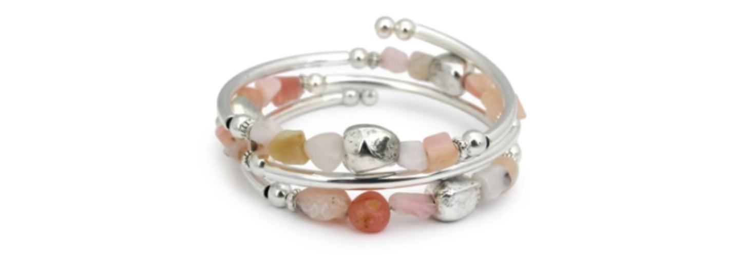 Peregrine Spiral Bangle Bracelet White Luster Glass