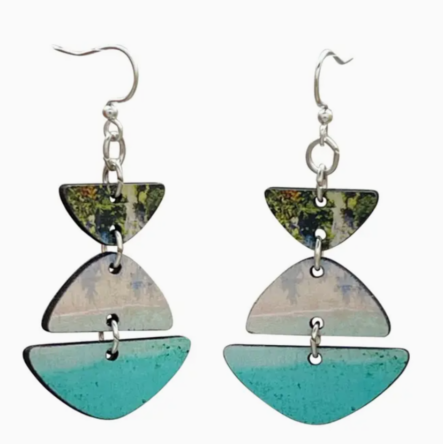 Wooden Earrings Stacked Beach Stones