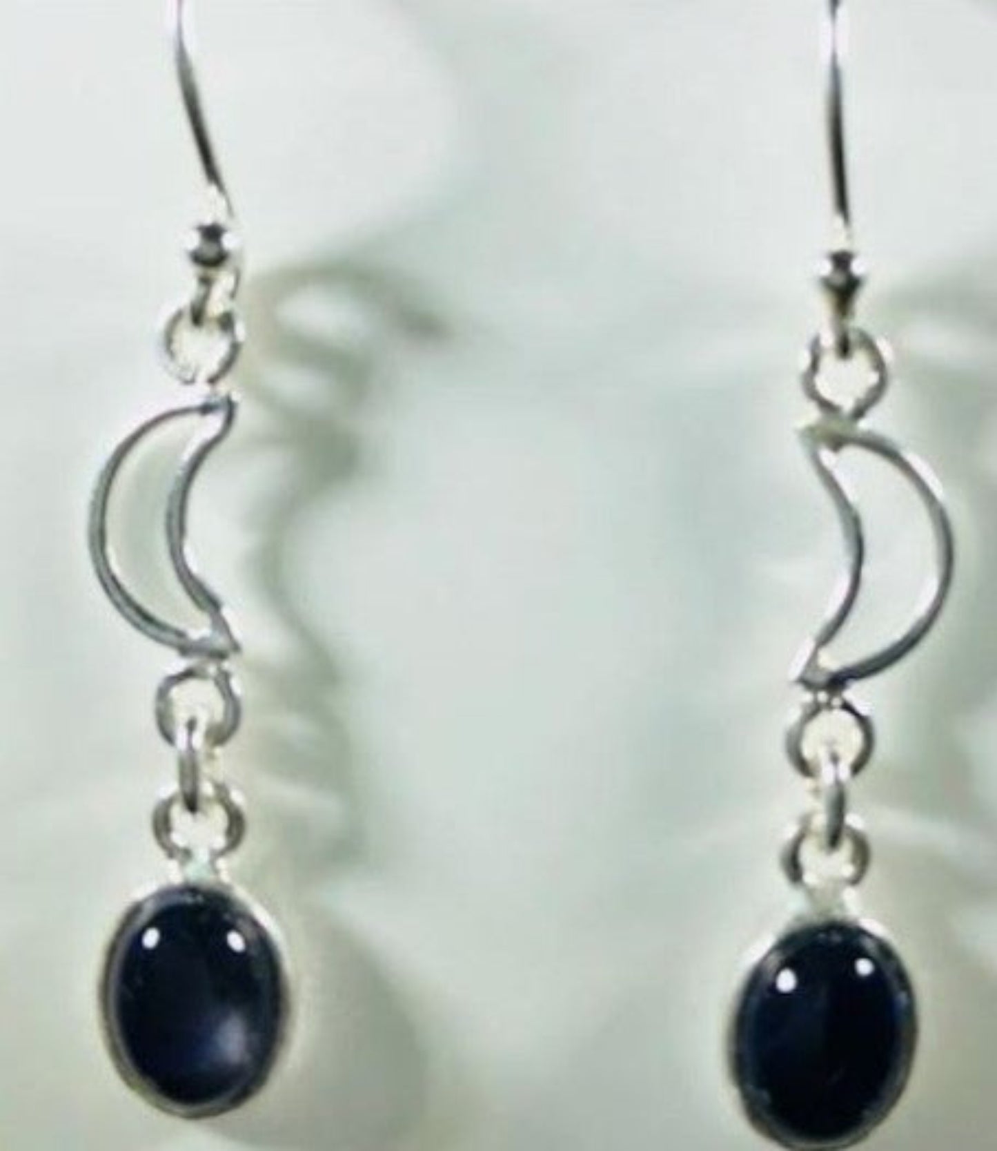 Sterling Silver Iolite Moon Drop Earrings