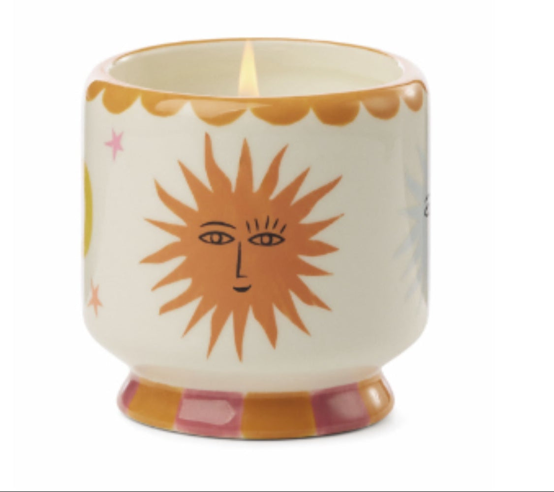 A Dopo Handpainted "Sun" Ceramic Candle - Orange Blossom 8oz