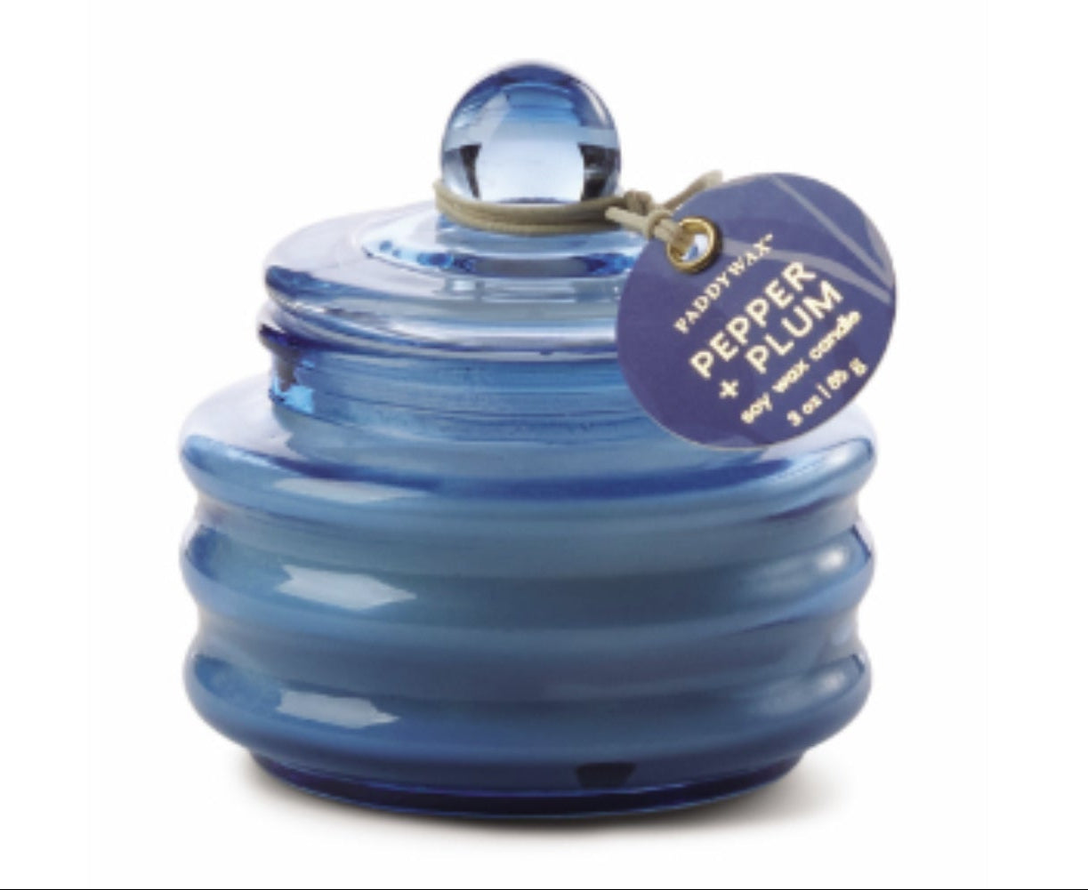 Beam Candle Blue Glass - Pepper + Plum 3oz