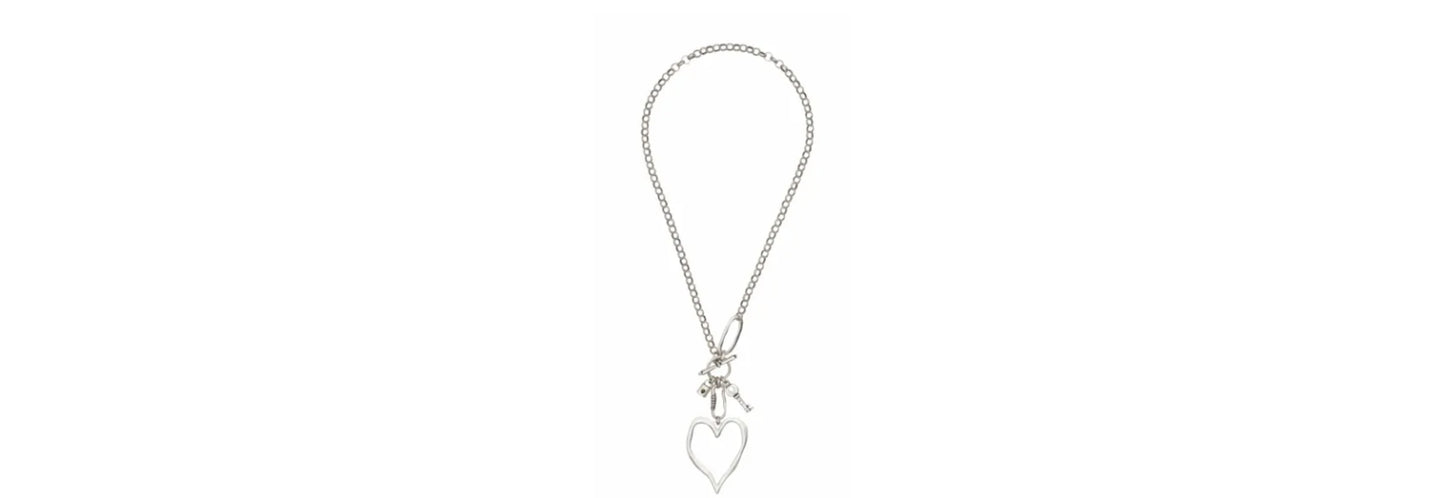 Handmade Big Heart Crystal Pewter Necklace