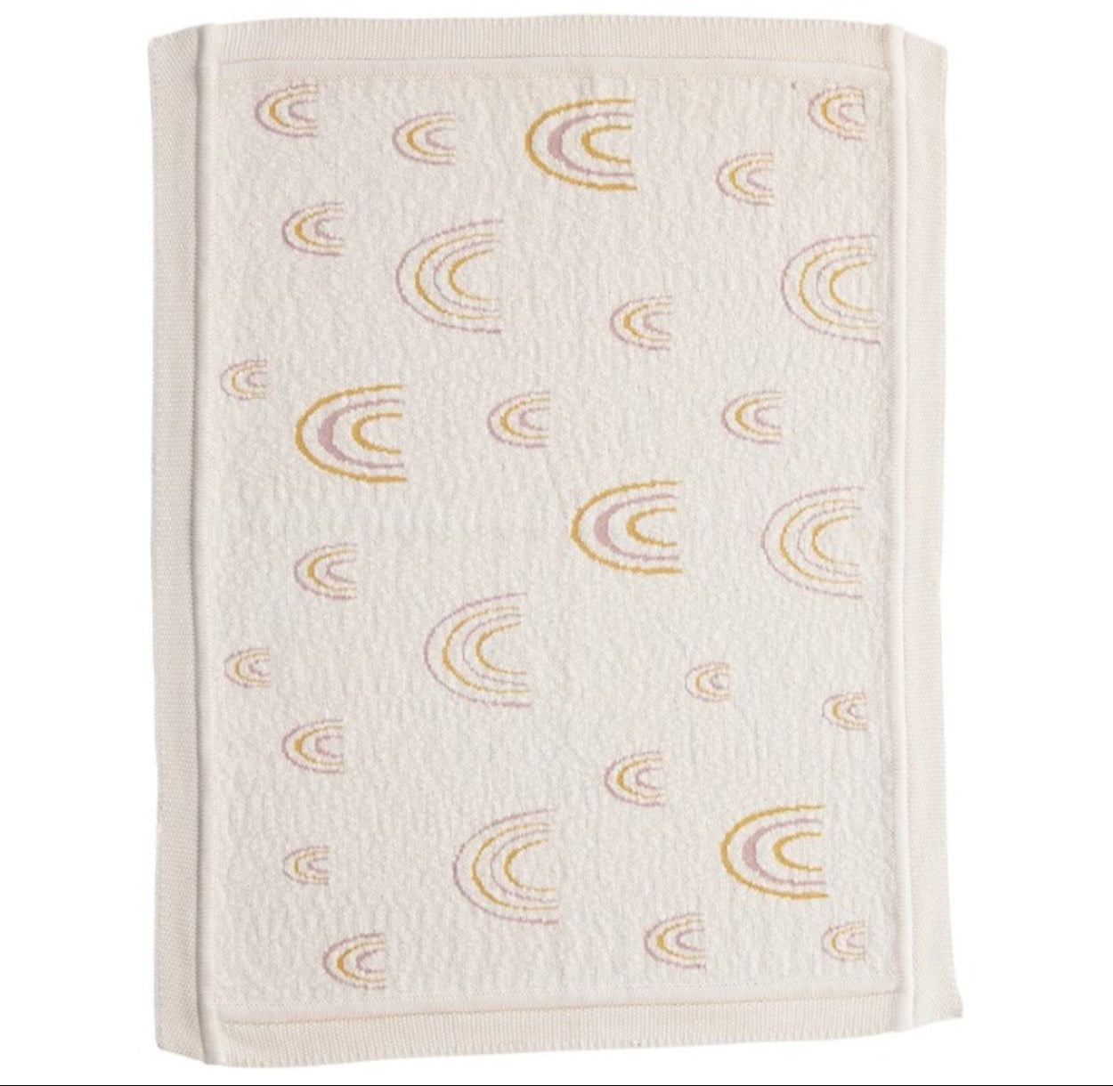 Cotton Knit Baby Blanket with Rainbows