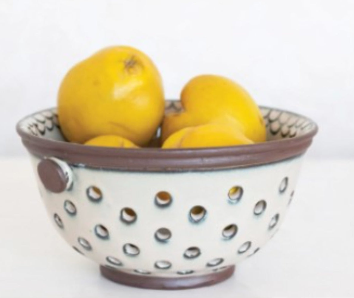 Stoneware Colander - Reactive Glaze