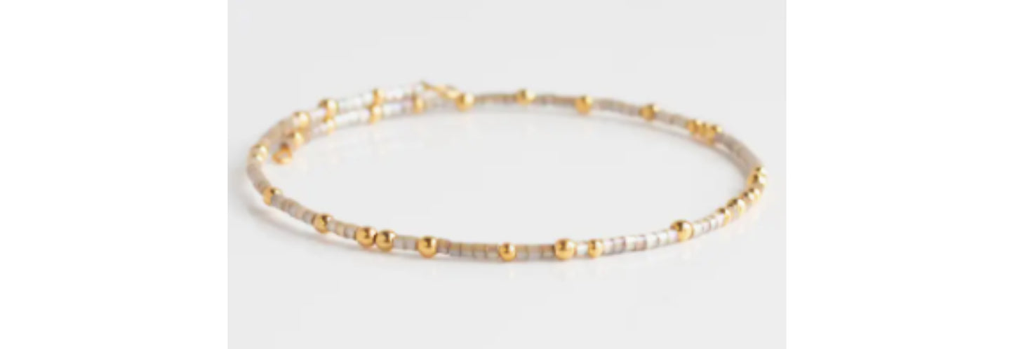 Confetti Bangle Bracelet Smokey Quartz/Gold