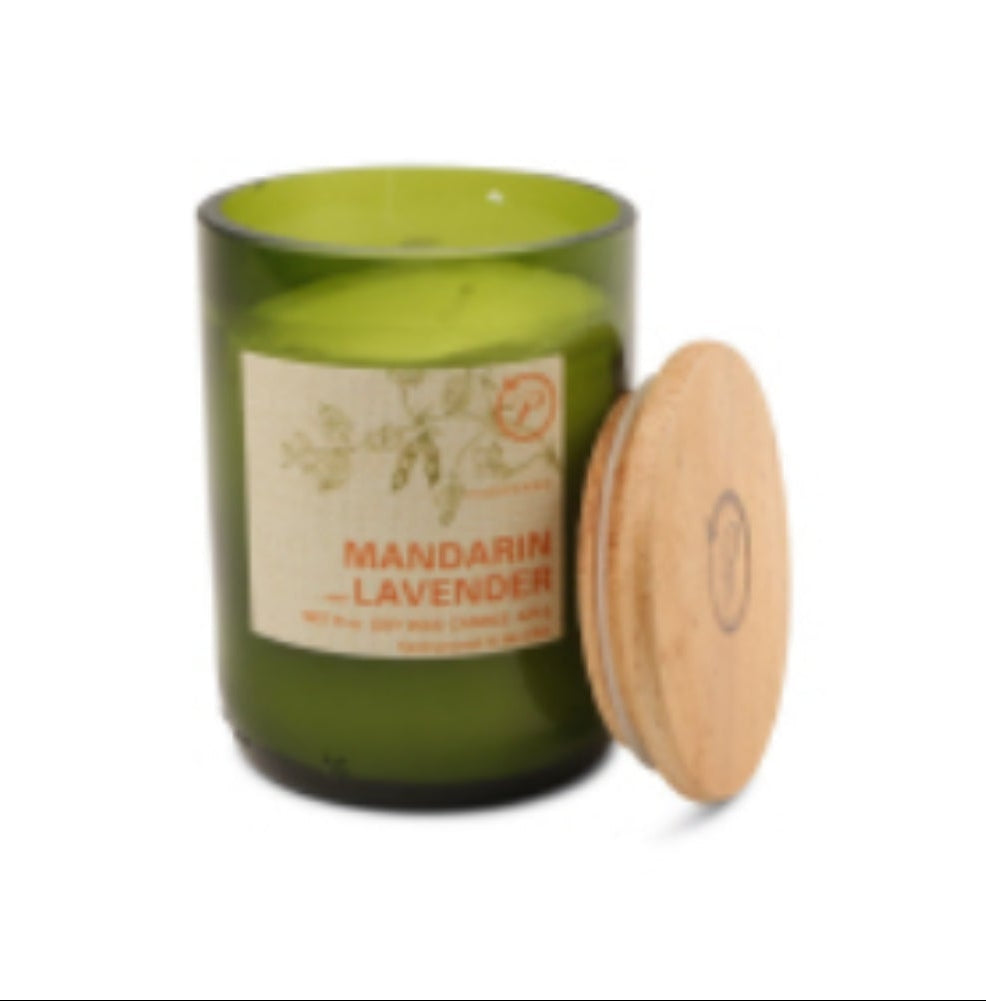 Eco Green Glass Candle Mandarin and Lavender 8oz