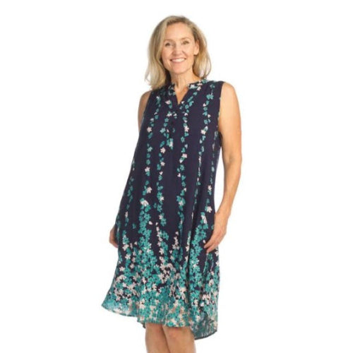 Turquoise Floral Navy Henley Dress