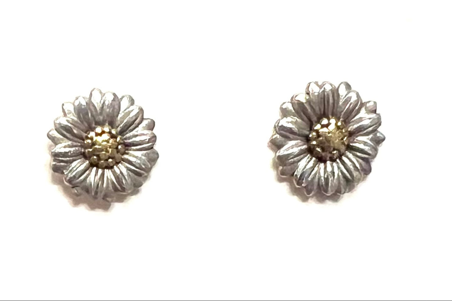 Sterling Silver Two-Tone Flower Earrings