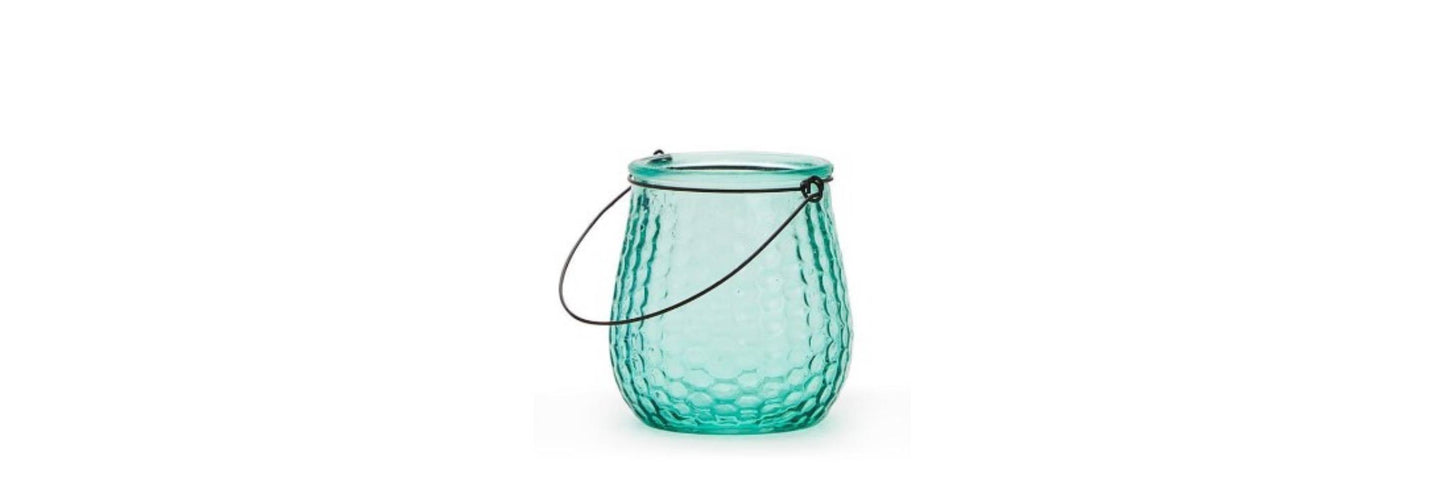 Hanging Glass Recycled Lantern - Aqua