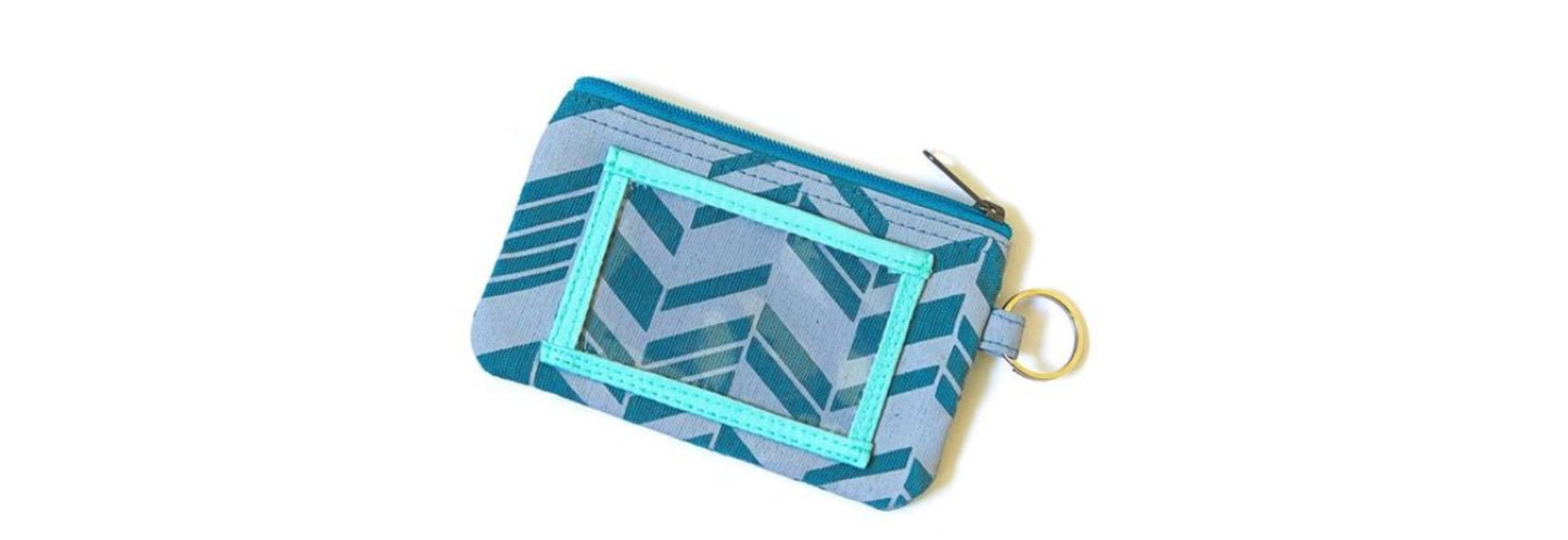 ID Case Zippered Pouch - Teal Chevron