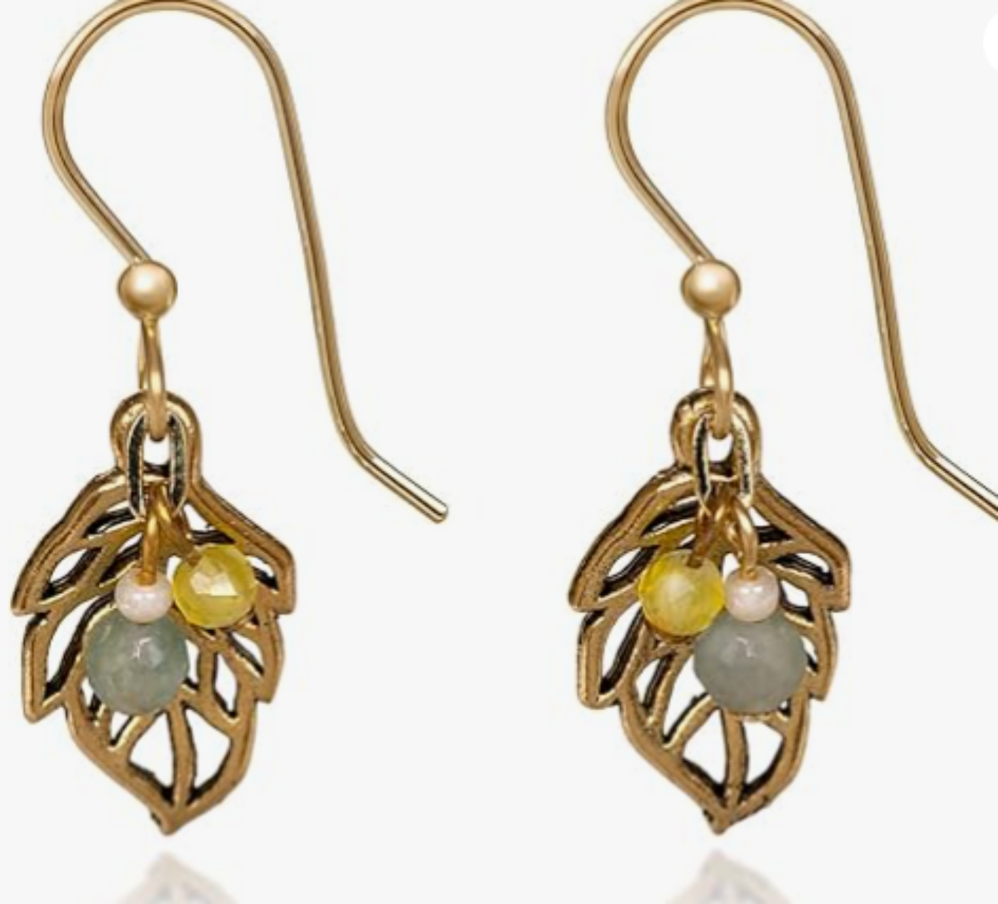 Open Leaf with Bead Cascade Earrings