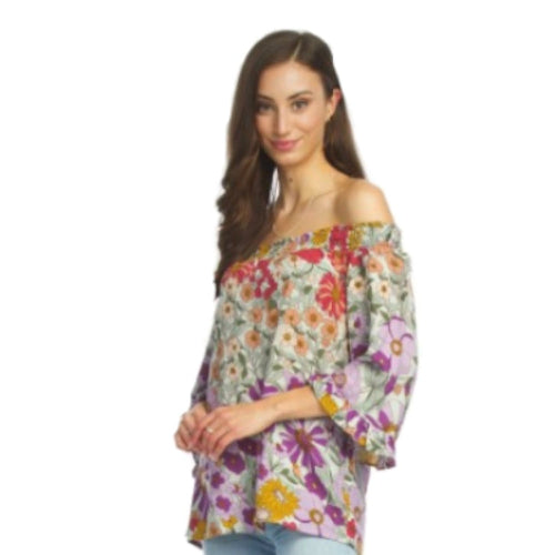 Off the Shoulder Retro Floral Top