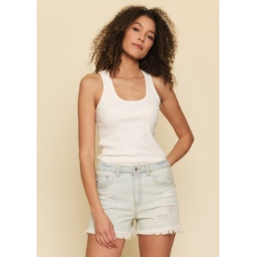 Washed Ribbed Tank Top - Small