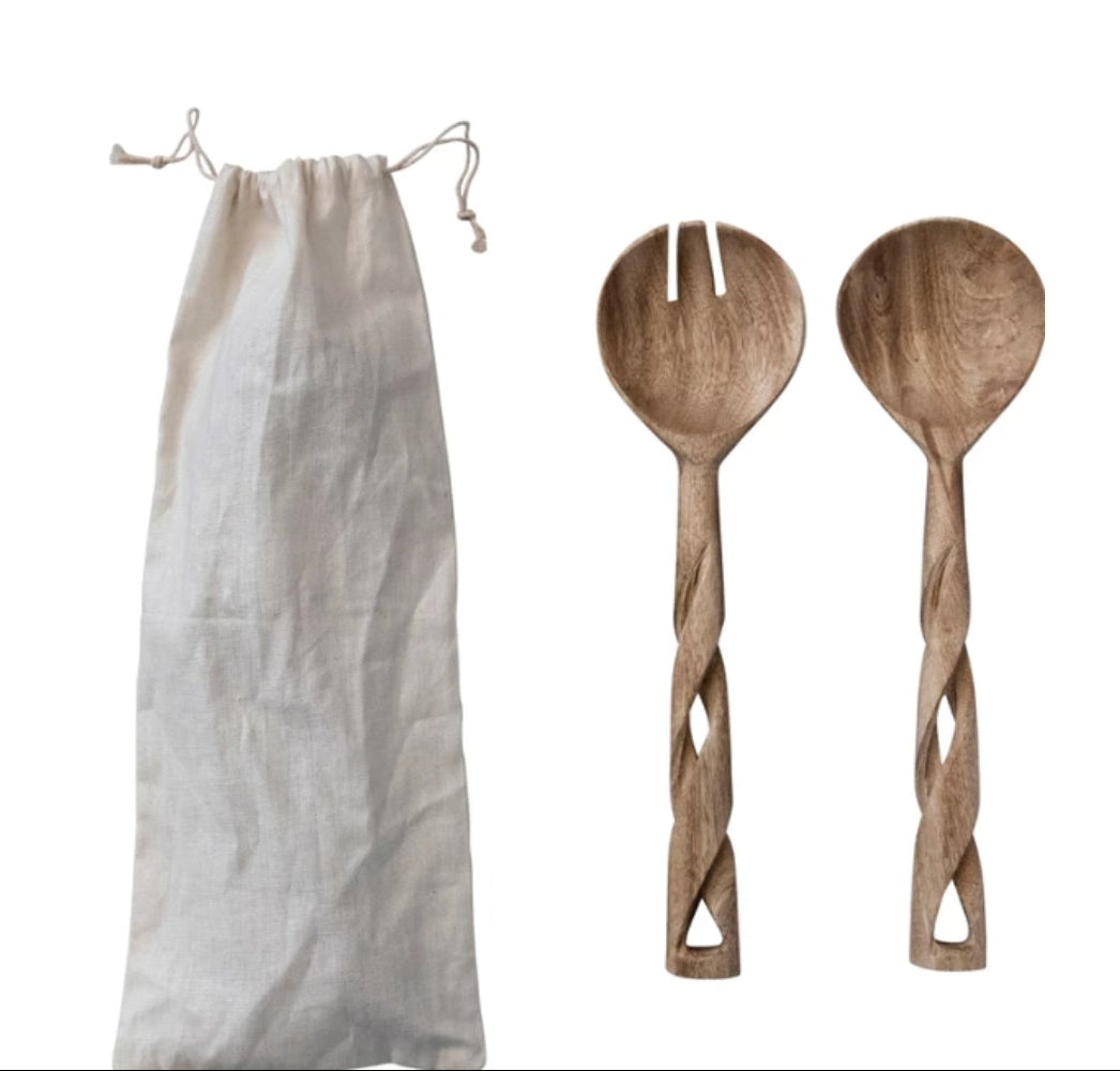 Mango Wood Salad Servers