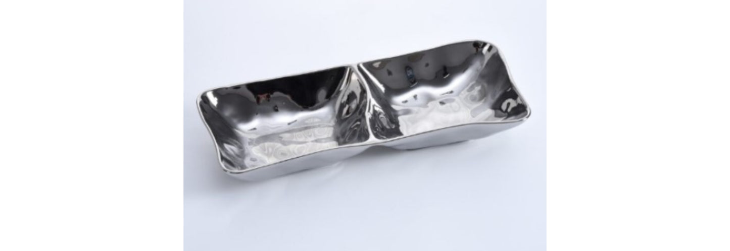 Two Section Server in Silver Titanium Finish