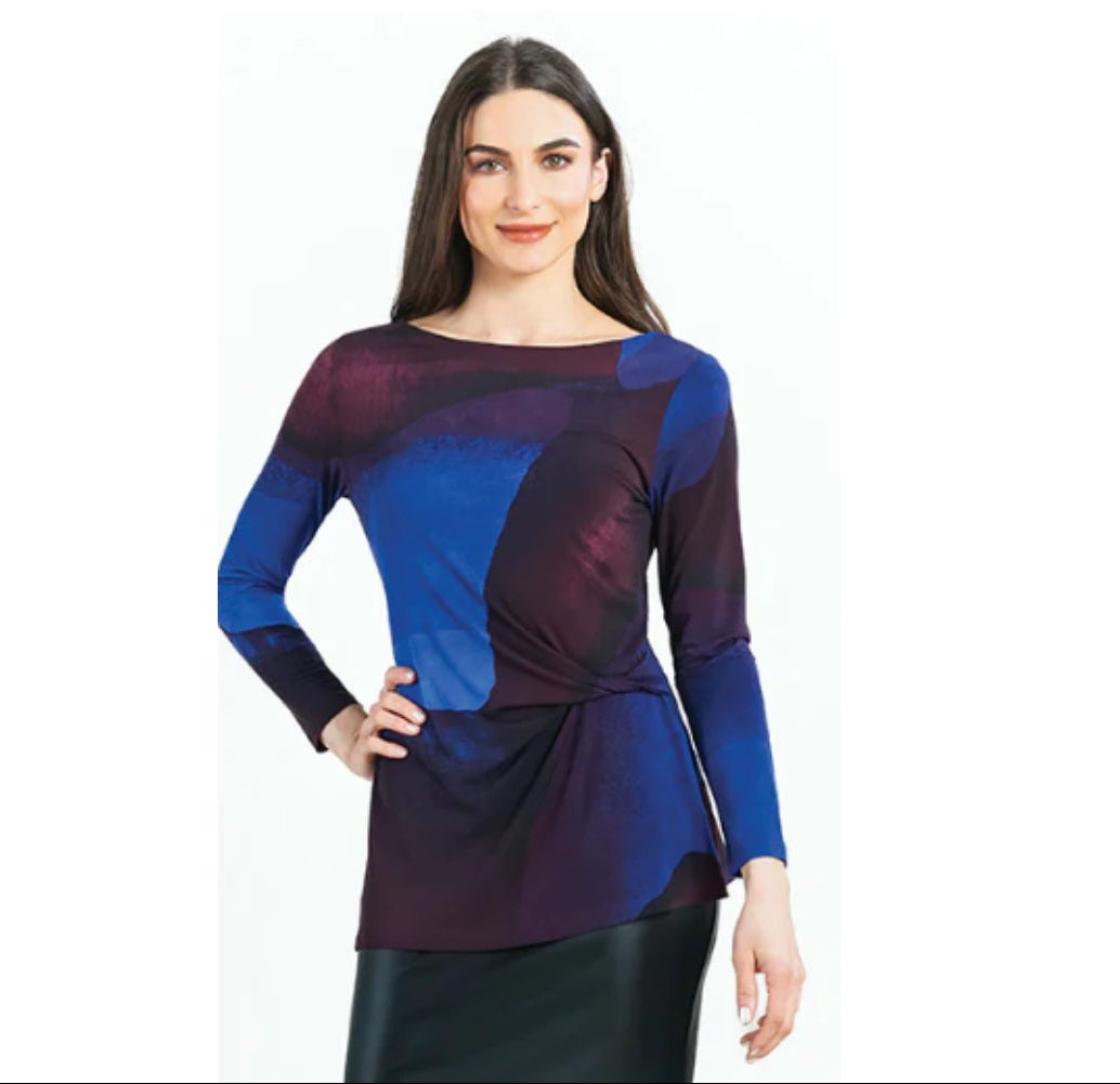 Side Twist Knit Watercolor Top
