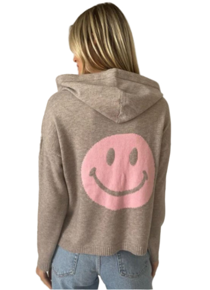 The Good Mood Hoodie - Grey/Pink