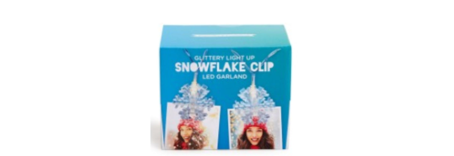 Glittery Snowflake Clip LED Light Up Garland