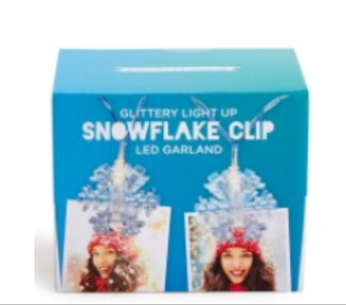Glittery Snowflake Clip LED Light Up Garland