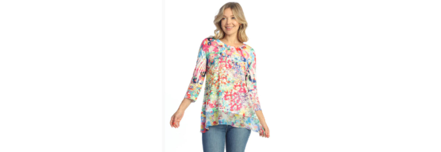 Meadows Animal Print Chiffon Hem Tunic Top