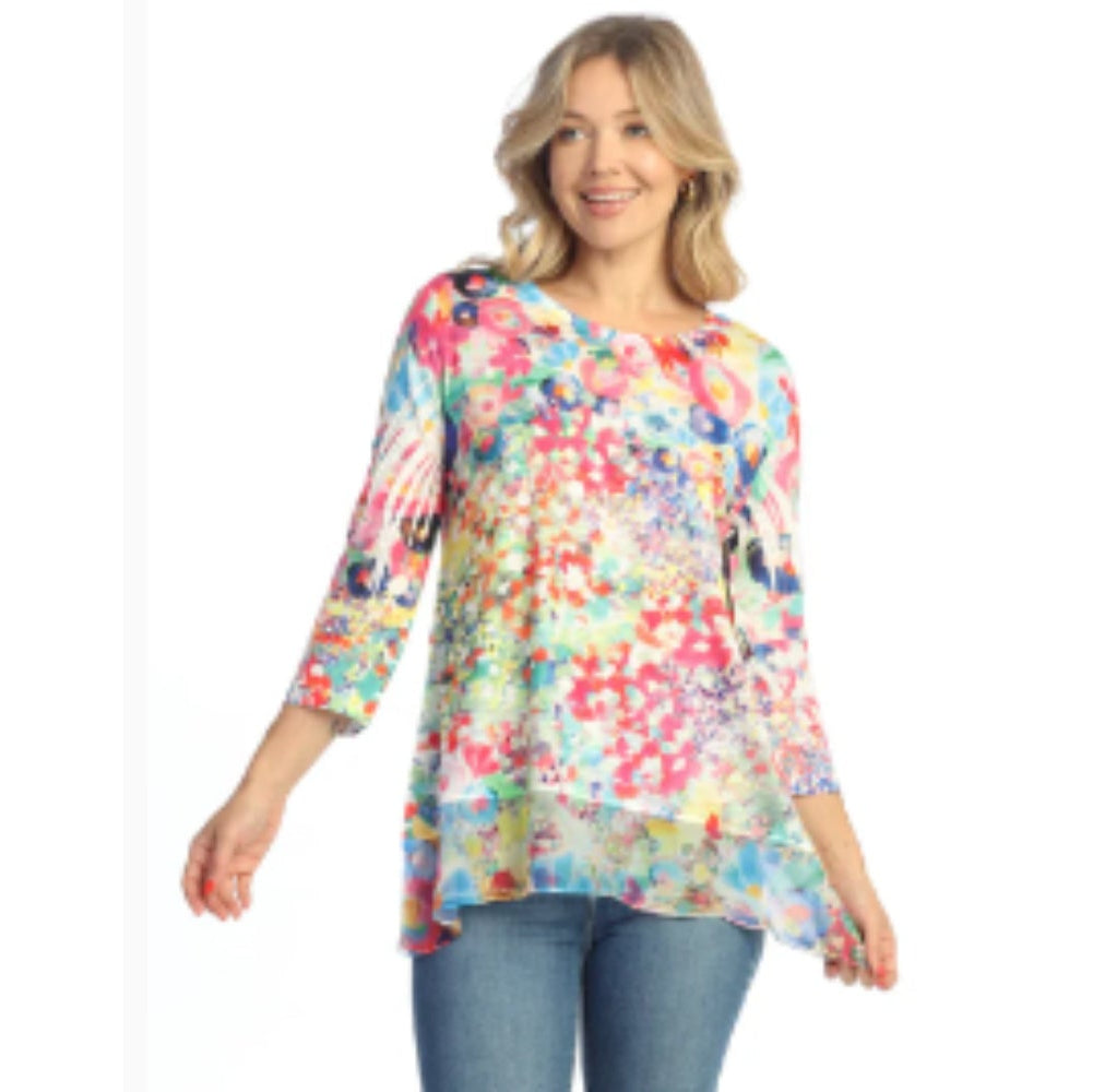 Meadows Animal Print Chiffon Hem Tunic Top