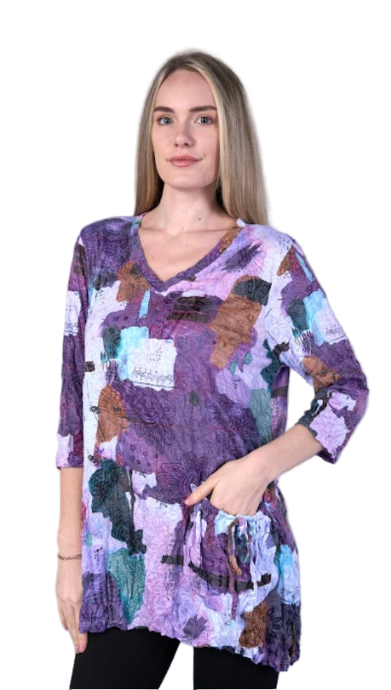Shana Crinkle One Pocket Top Purple