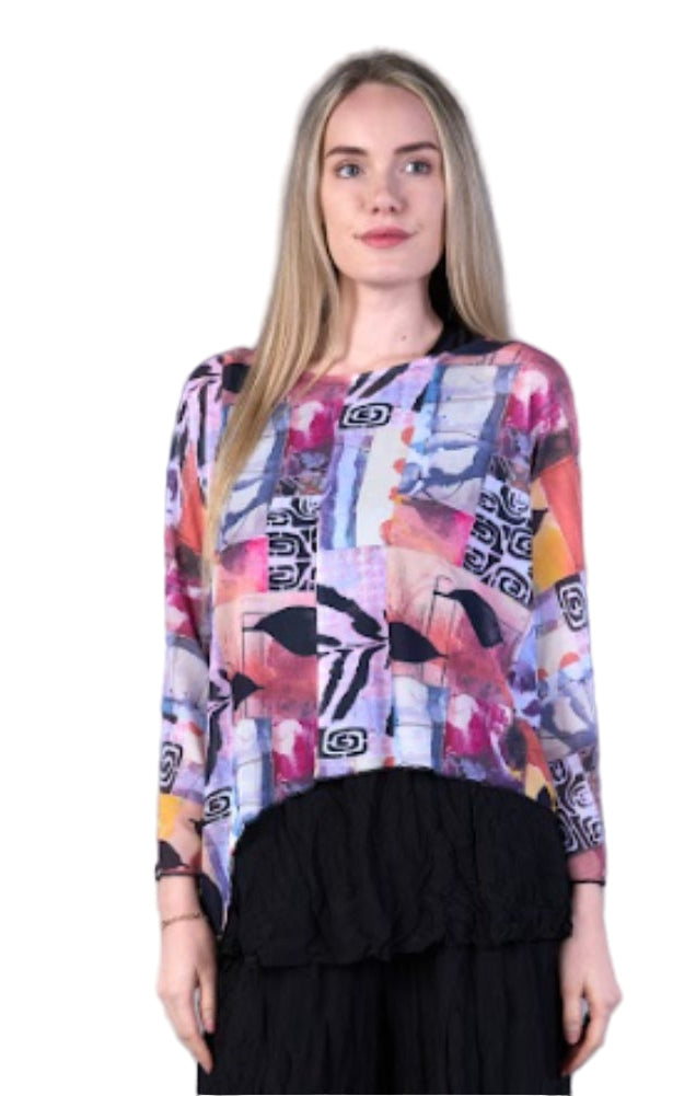 Shana Printed Mesh Topper Purple Multi