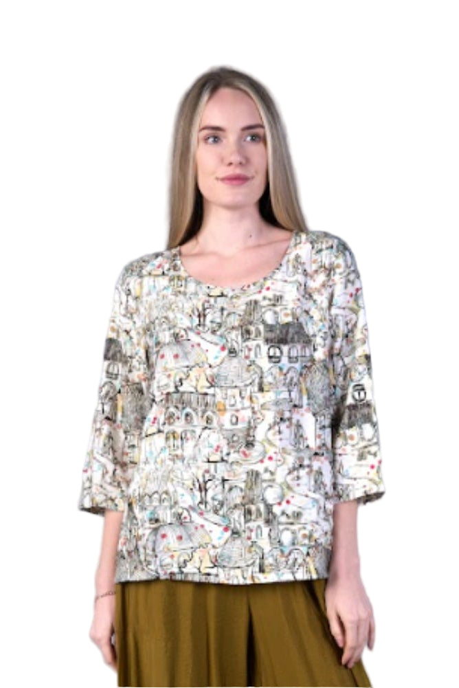Shana One Pocket Top with City Scene X-Large