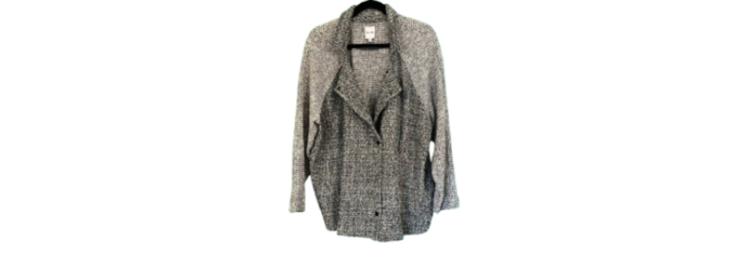 Nic + Zoe Snap Front Texture Tweed Jacket Grey - Size 2X