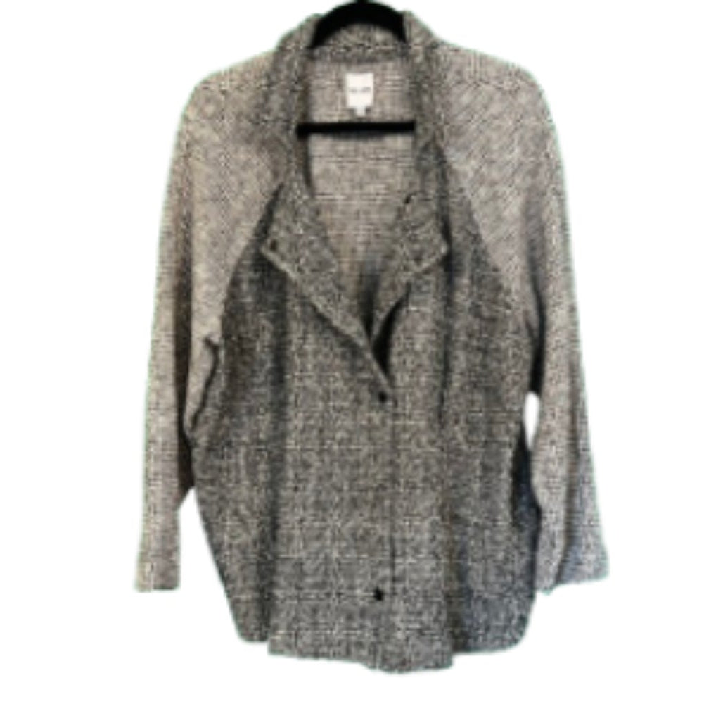 Nic + Zoe Snap Front Texture Tweed Jacket Grey Size 2X | Preowned
