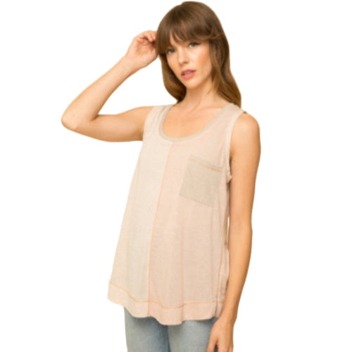 Tank Top Color Block Almond/Rose
