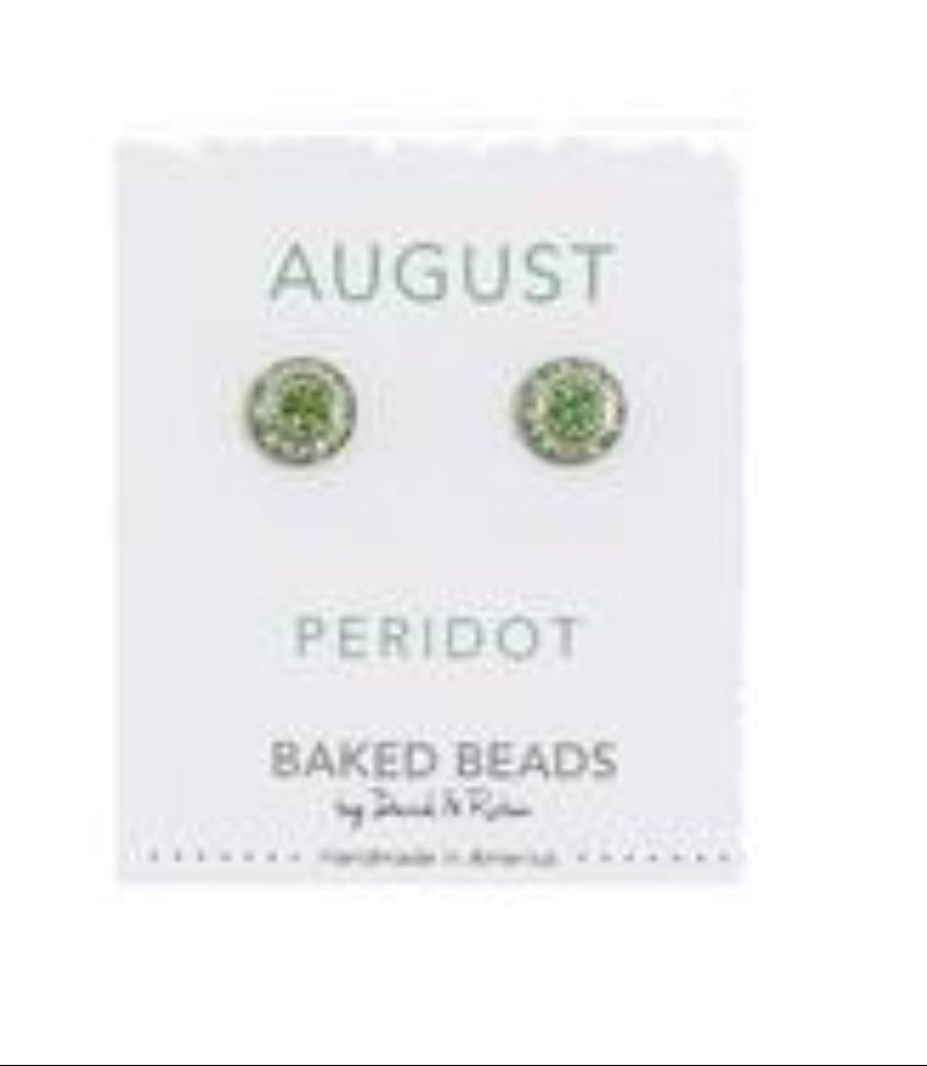Earrings Birthstone Crystal Discs August Peridot Posts
