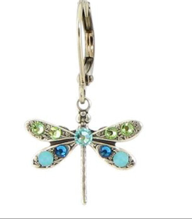 Earrings Crystal Dragonfly Dangle Green/Blue