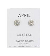 Earrings Birthstone April - Clear Crystal Discs Posts