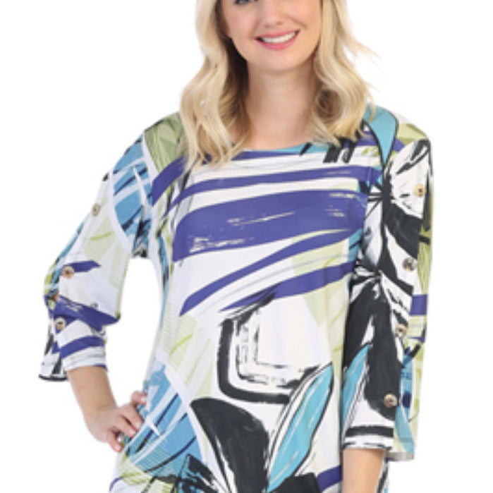 Multi-Color/White Abstract Print Top - Small