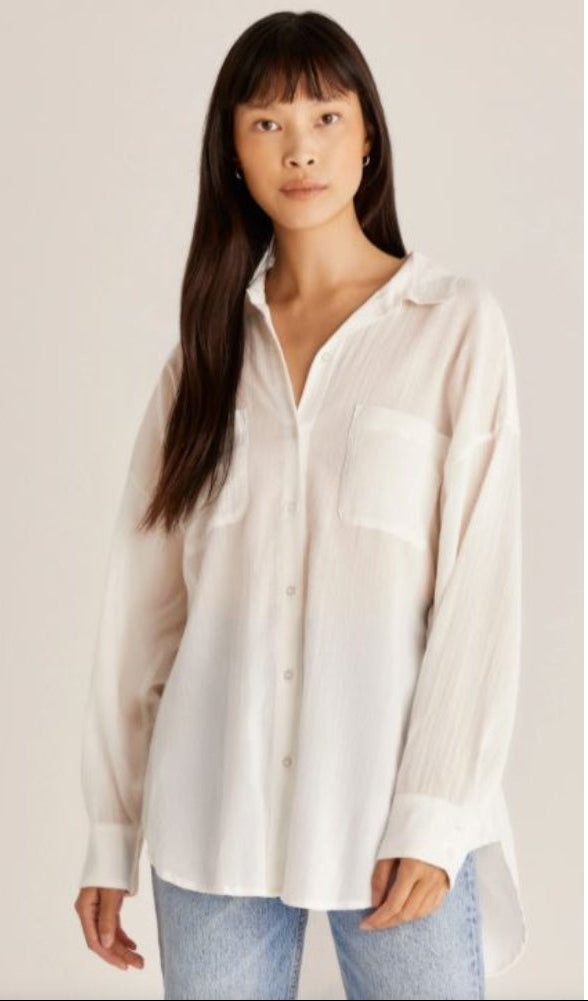 Lalo Button Up Top in White