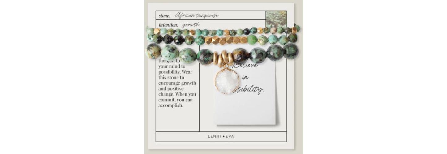 Gemstone Bracelet Stack of Three African Turquoise